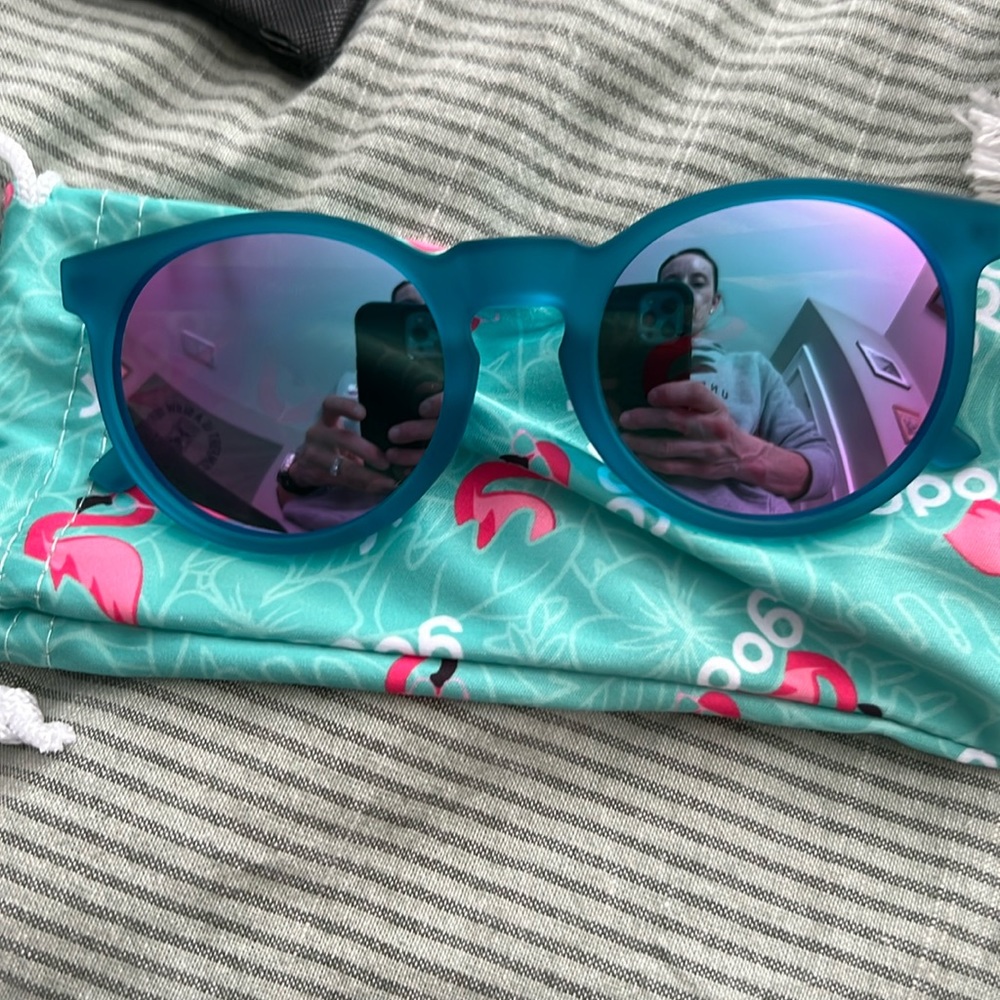 Turquoise Goodr Circle G Sunglasses.